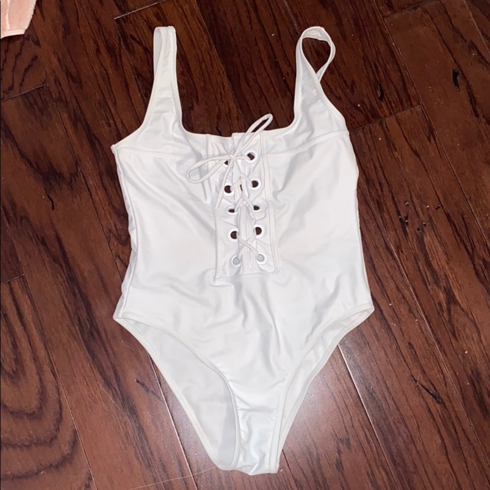 White bikini one piece